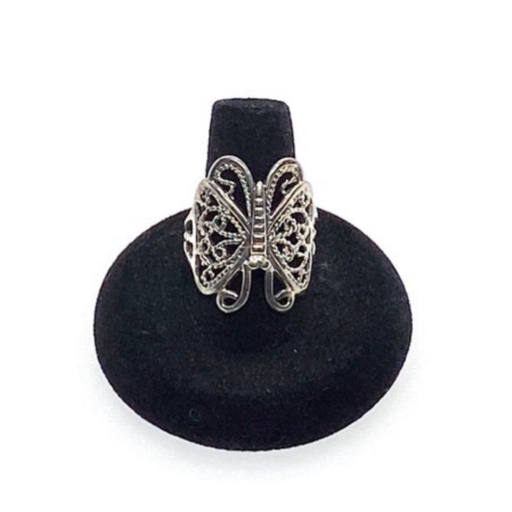 Silver Silver Butterfly Ring Vintage Filigree Size 9